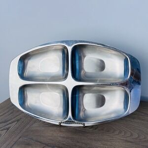 Alessi Italy Stainless Steel Divided Tray Relish Appetizer Dish 18/8 Vintage